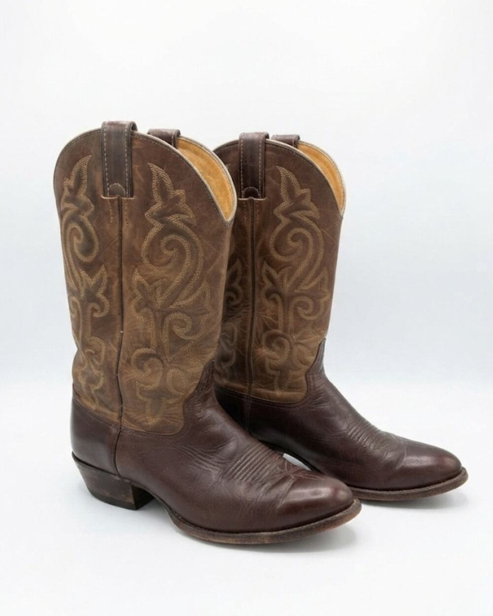 Justin 2253 Cowboy Boots Mens 10.5 E Brown Buck Bay Apache Western Made in USA